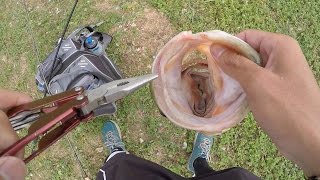 How to Remove a Hook from a Gut Hooked Bass by 1Rod1ReelFishing