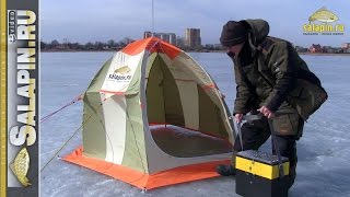 Установка и сборка зимней палатки в сильный ветер [salapinru]