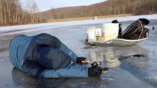 Ice Fishing is a STRUGGLE... (My Dads FIRST Time on the Ice!)