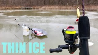 Fishing on THIN ICE!!! (DANGEROUS: DO NOT ATTEMPT)