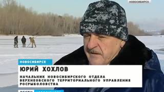 Сотрудники МЧС, полиции и рыбоохраны ловили в Новосибирске рыбаков нарушителей