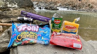 GROCERY STORE FISHING CHALLENGE -- Winter Edition!!! (I Make my OWN LURE)