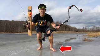 ABSURD ICE FISHING CHALLENGE on a SKETCHY Lake... (BAD IDEA!!!)