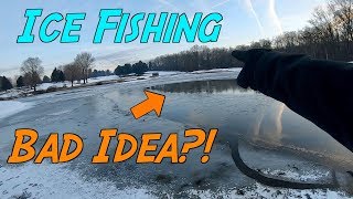 ICE FISHING a HALF FROZEN Pond?! (Surprising Result)