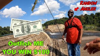 Beat Me at Fishing, You WIN $100 Challenge!!! (vs. Random People at a Lake!)