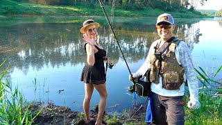 Рыбалка с девушкой на лесном озере! Жарим шашлык! Перезалив